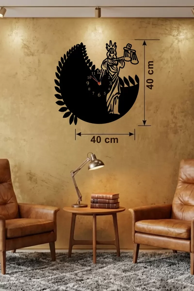 İthalat® Adalet Tanrıçası Themis Tasarım Ahşap Duvar Saati - 40x40 cm Avukat Hediyesi İthalat® Adalet Tanrıçası Themis Tasarım Ahşap Duvar Saati - 40x40 cm Avukat Hediyesi