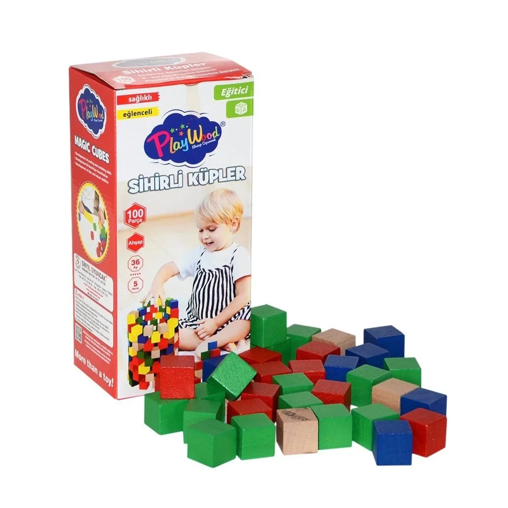 İthalat® Ahşap 100 Parça Sihirli Küpler