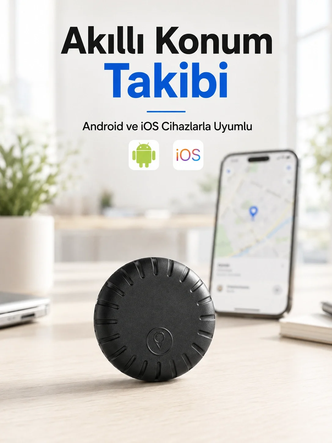 İthalat® Akıllı GPS Takip Cihazı Android ve iOS Uyumlu 2 Yıl Pil Ömürlü Mini Konum Bulucu