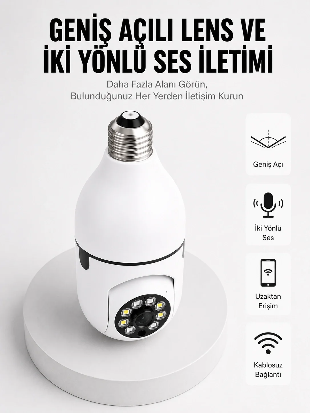 İthalat® Akıllı Güvenlik Kamerası Full HD Görüntü ve Gece Görüş Özellikli Yeni Nesil
