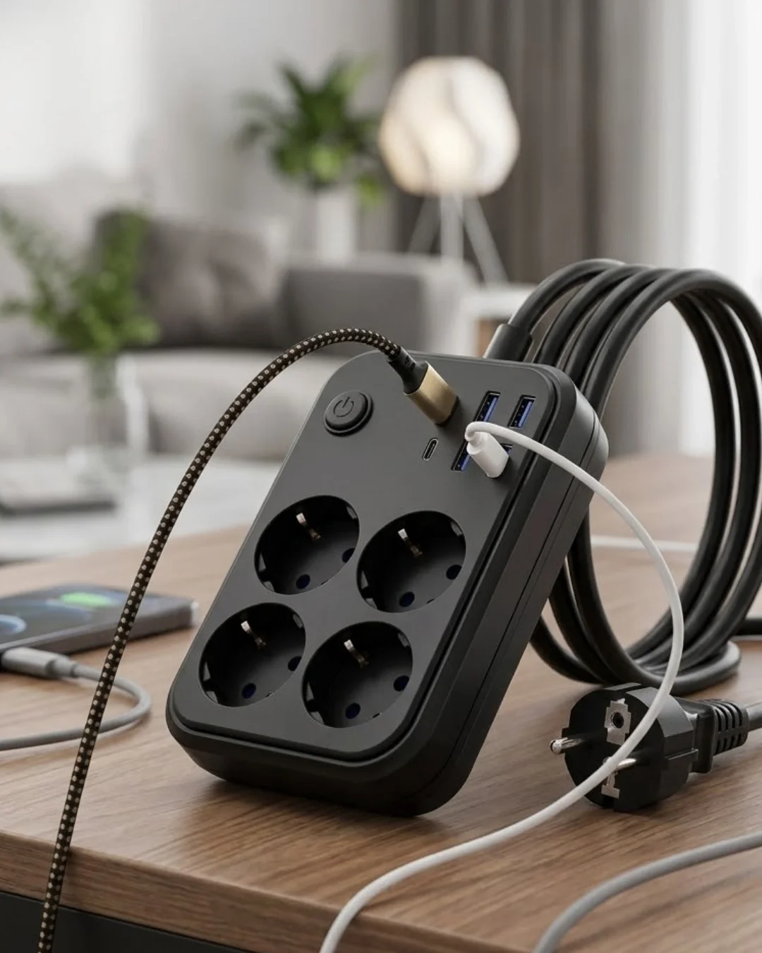 İthalat® Akım Korumalı Çoklu Priz 4 USB 2 Type C 4 Priz Güvenli ve Hızlı Şarj