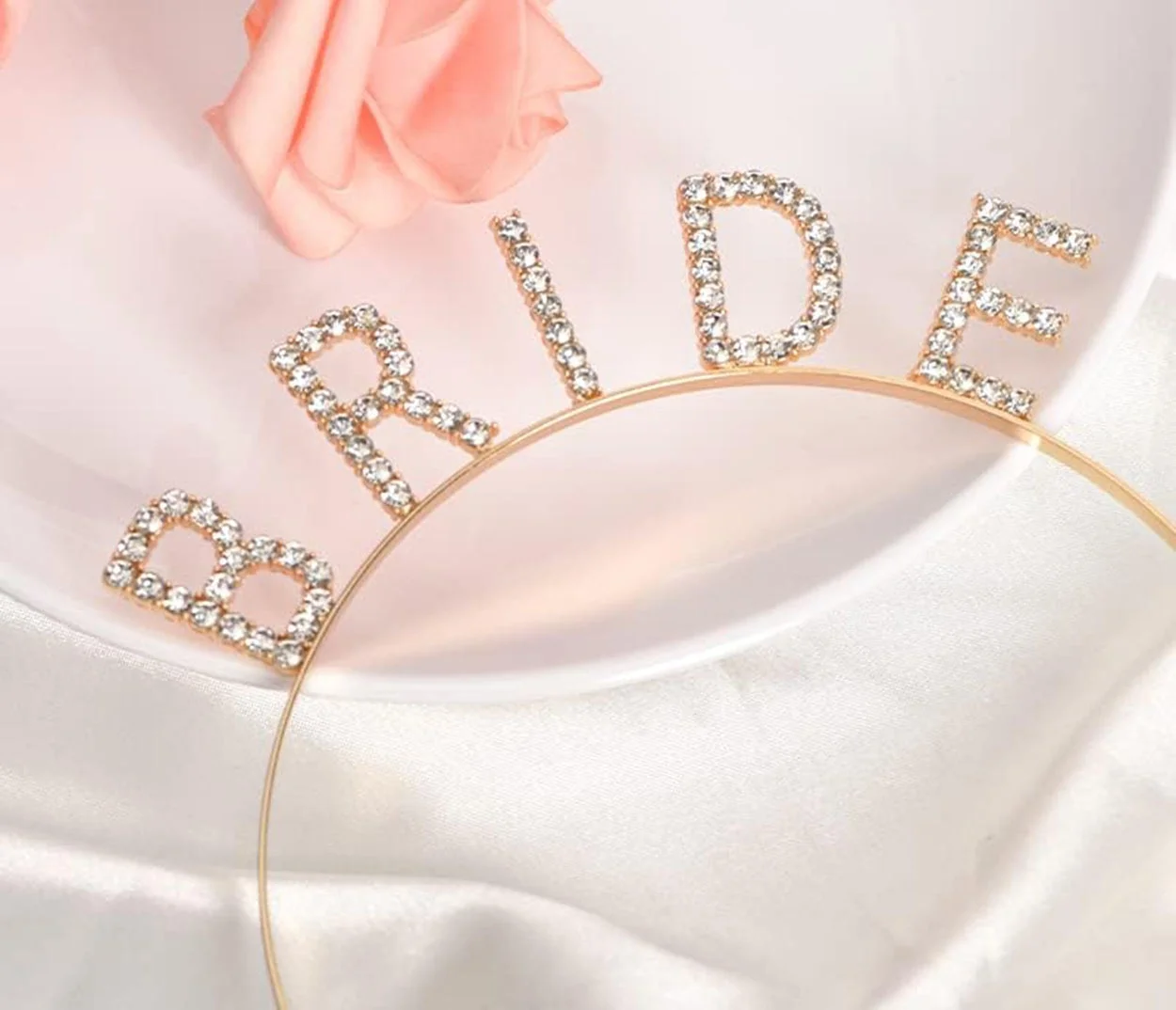 İthalat® Altın Gold Renk Bekarlığa Veda Kristal Taş Bride Tacı İthal 16x10 cm