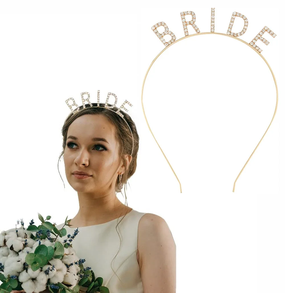 İthalat® Altın Gold Renk Bekarlığa Veda Kristal Taş Bride Tacı İthal 16x10 cm