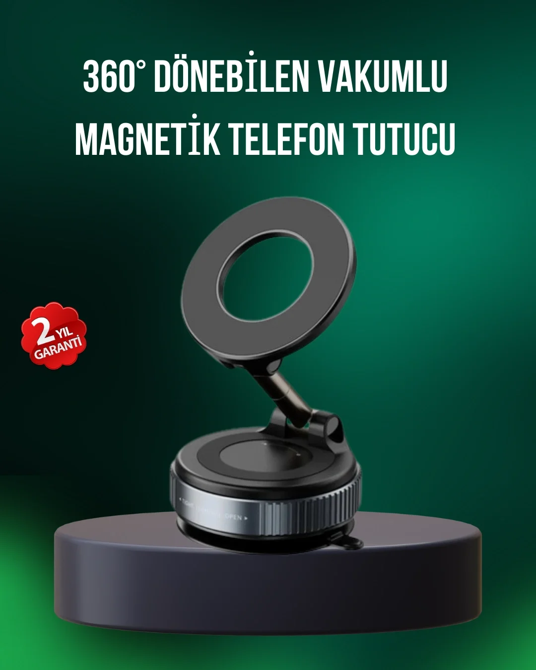 İthalat® Alüminyum Gövdeli Manyetik Araç İçi Telefon Tutucu