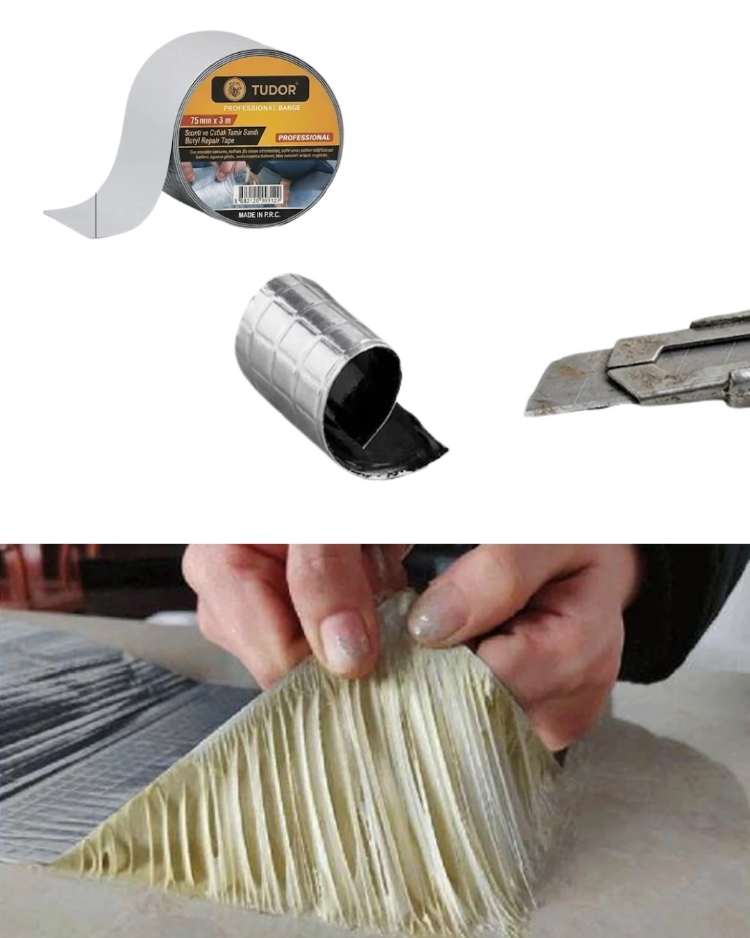 İthalat® Alüminyum Yüzeyli Sızdırmazlık Bandı Çatı Boru Tamir Bandı