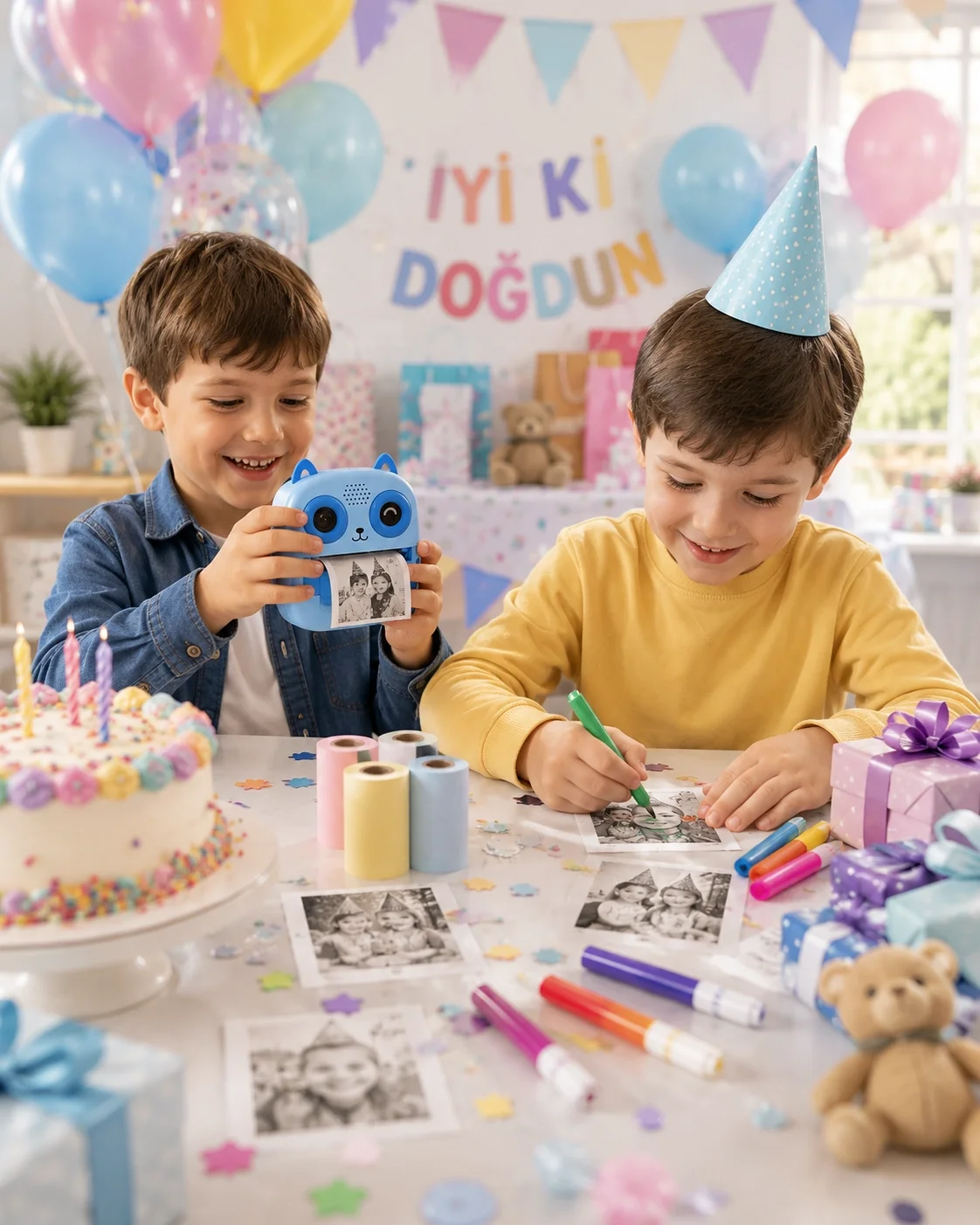 İthalat® Anında Fotoğraf Basan Çocuk Kamerası Eğitici ve Eğlenceli Termal Yazıcılı