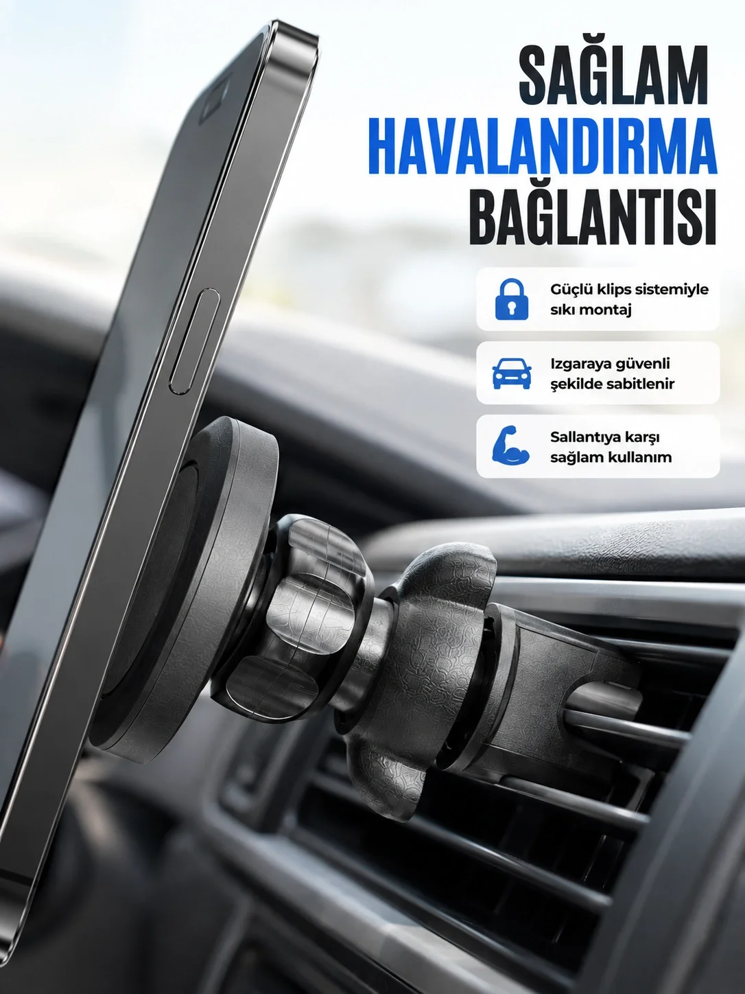 İthalat® Araç Havalandırma Izgarası İçin Mıknatıslı Telefon Tutucu Stand