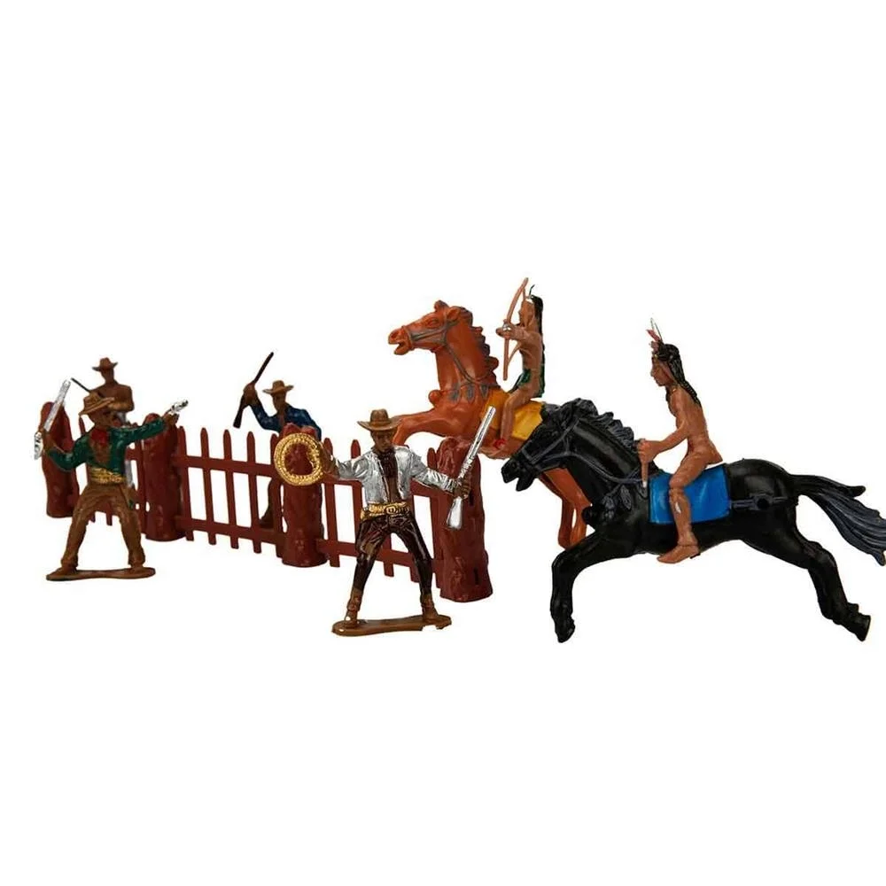 İthalat® At Arabalı 2 Katlı Kovboy Oyun Seti - Beyaz-Siyah At