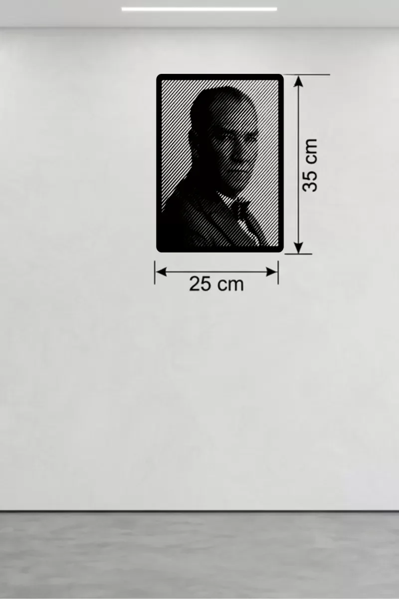 İthalat® Atatürk Line Art Metal Görünümlü Ahşap Tablo - Modern Ofis ve Ev Dekoru İthalat® Atatürk Line Art Metal Görünümlü Ahşap Tablo - Modern Ofis ve Ev Dekoru