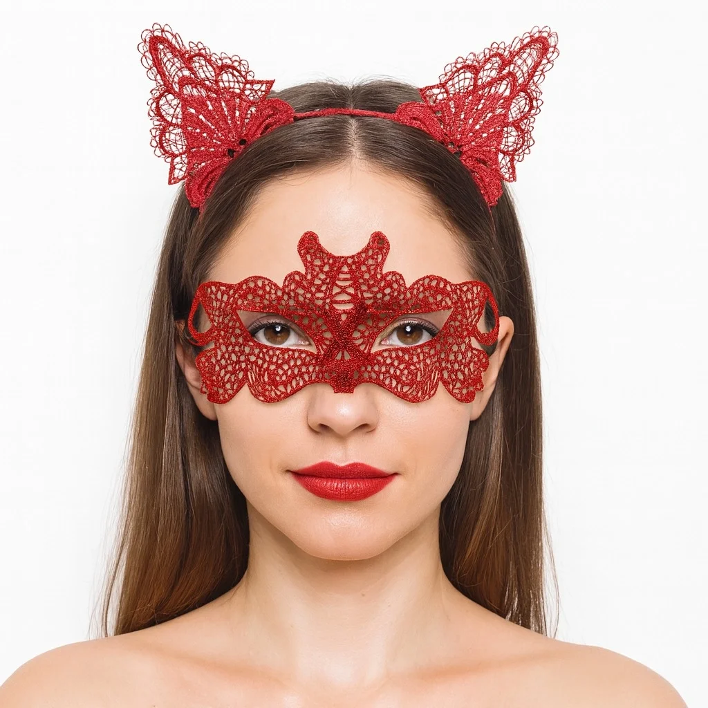 İthalat® Ateş Kırmızısı Dantel Taç ve Maske Seti 10 No - Maskeli Balo & Özel Gün Seti İthalat® Ateş Kırmızısı Dantel Taç ve Maske Seti 10 No - Maskeli Balo & Özel Gün Seti