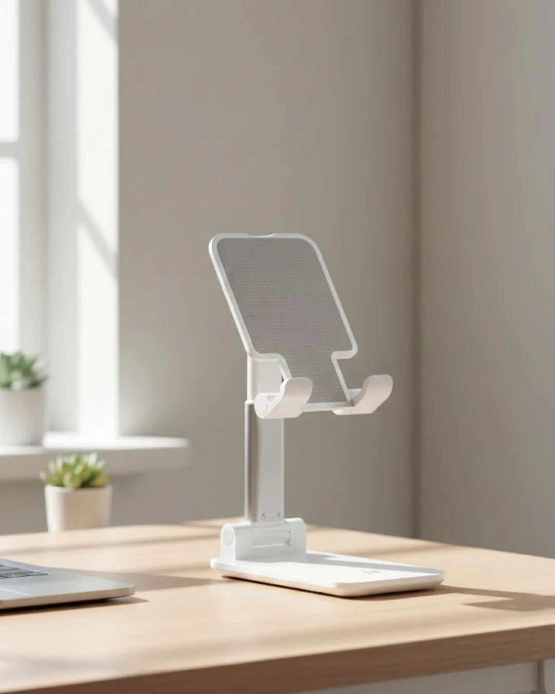 İthalat® Ayarlanabilir Ergonomik Katlanabilir Masaüstü Telefon Tutucu Beyaz