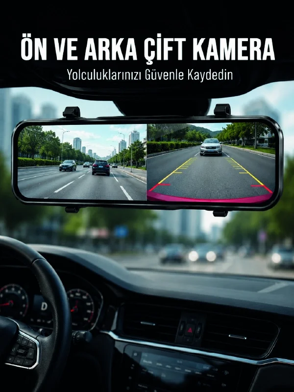 İthalat® Ayna Carplay Dokunmatik Araç Multimedya Ekranı Ön Arka Kameralı