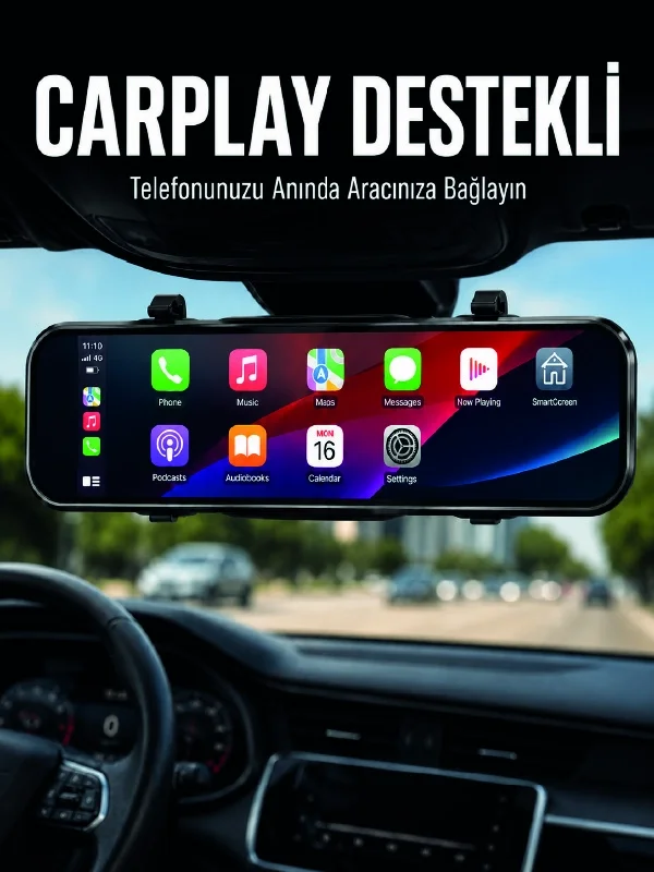 İthalat® Ayna Carplay Araç İçi 9.66 İnç IPS Ekran Geri Görüş Kamerası Destekli