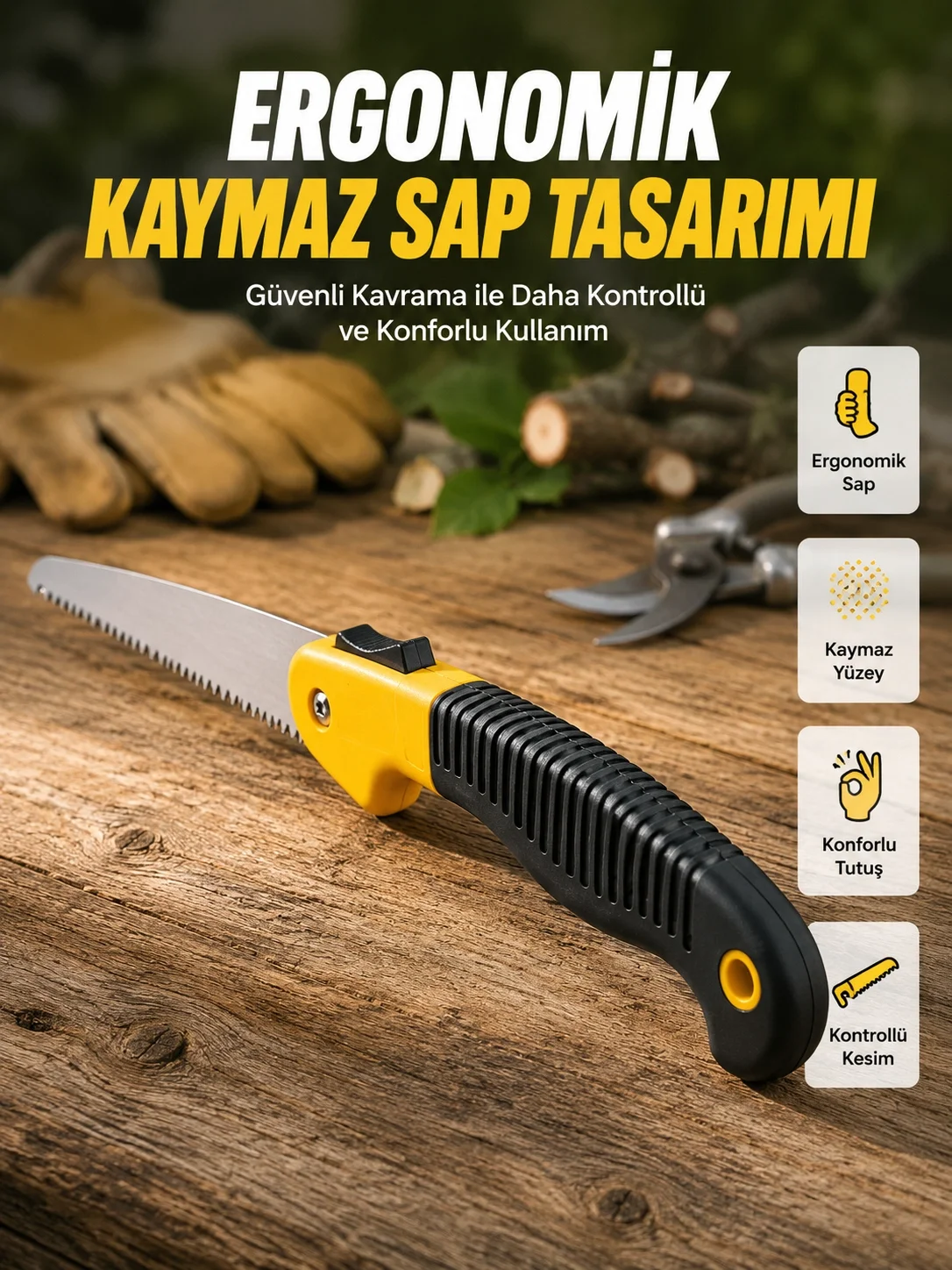 İthalat® Bahçe ve Odun Kesimi İçin Katlanır El Testeresi