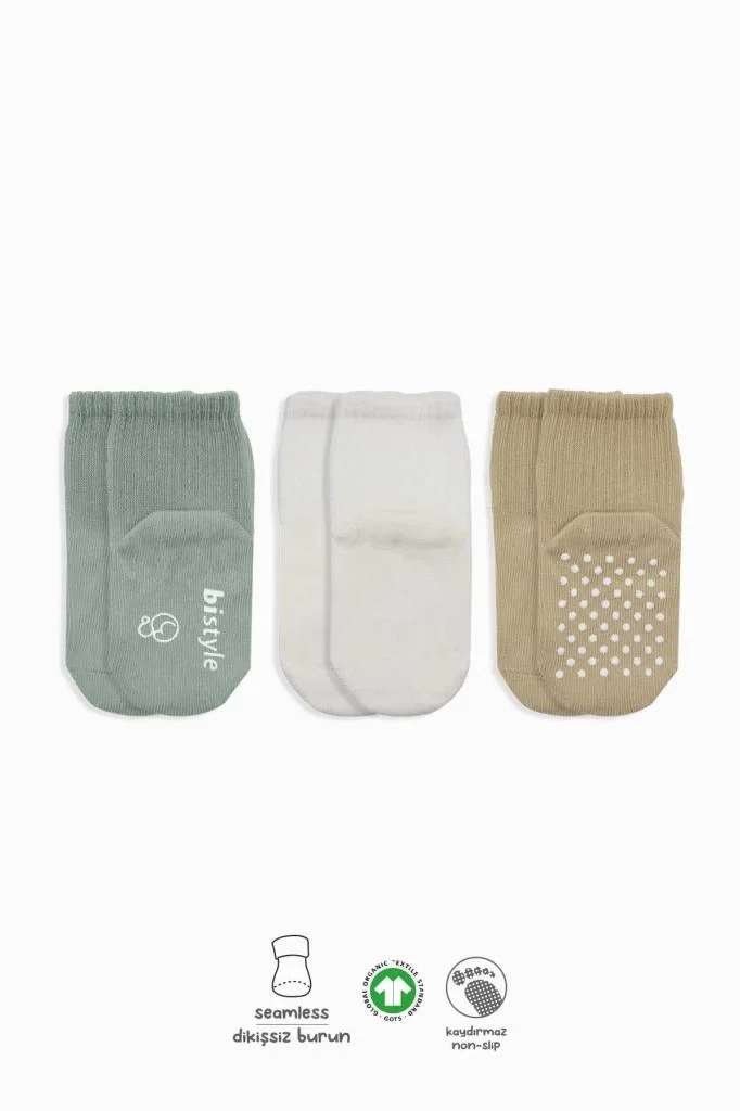 Basic Kaymaz Penye Soket Çorap 3'Lü BS10107 Nil Ekru Bej Basic Kaymaz Penye Soket Çorap 3'Lü BS10107 Nil Ekru Bej