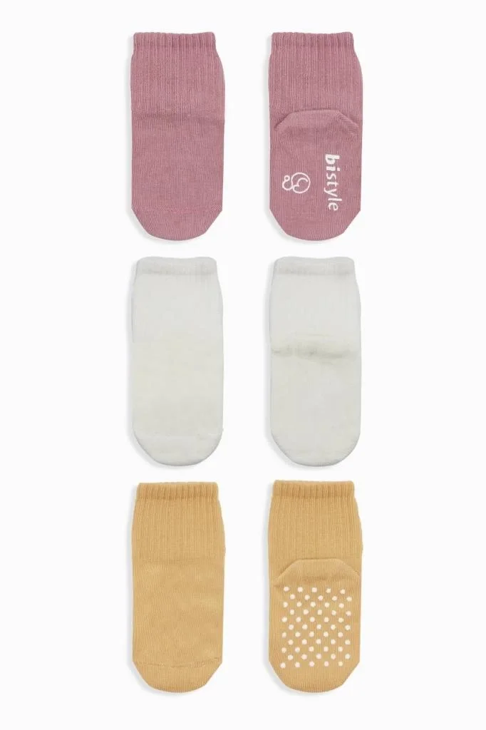 Basic Kaymaz Penye Soket Çorap 3'Lü BS10107 Pudra Ekru Somon Basic Kaymaz Penye Soket Çorap 3'Lü BS10107 Pudra Ekru Somon