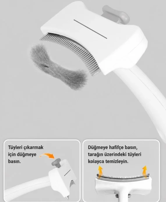 İthalat® Basmalı Metal Uçlu Evcil Hayvan Tüy Toplama Tarağ