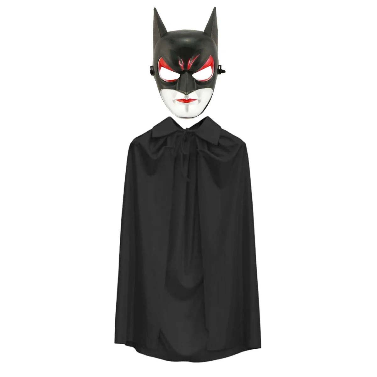 İthalat® Batman Maskesi Cat Woman ve Batman Pelerini 90 cm Siyah Renk Set