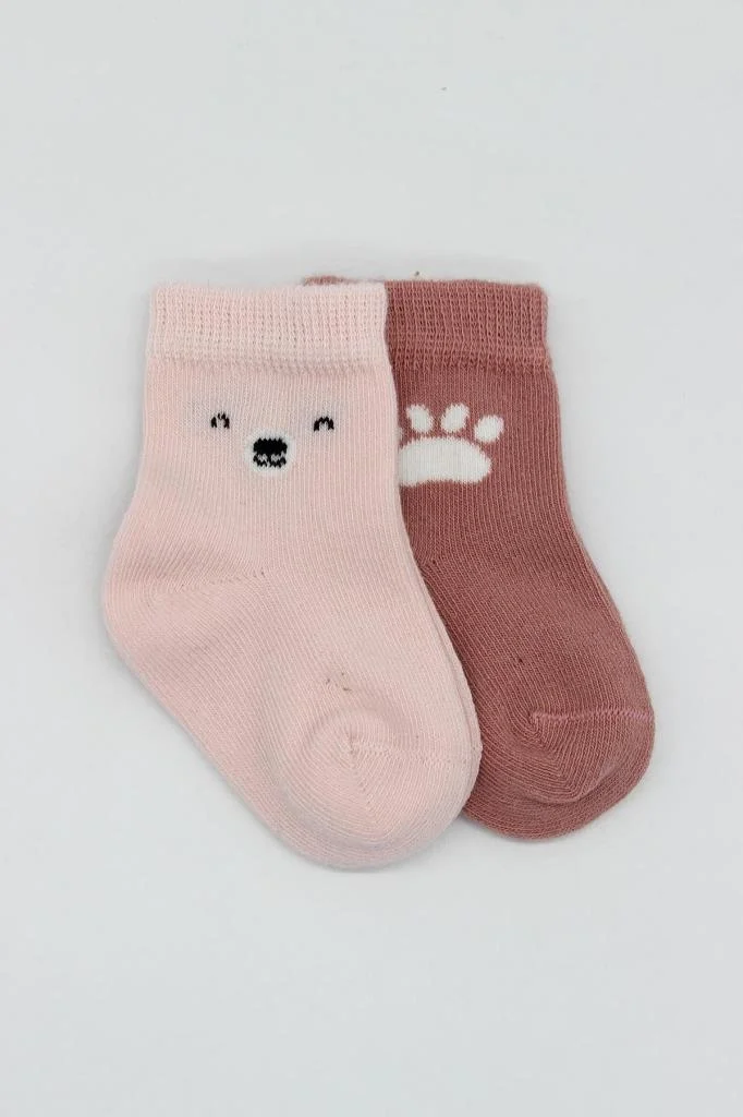 İthalat®  Bear Penye Soket Çorap 2'Li BS10116 Pembe(ADET FİYATIDIR)