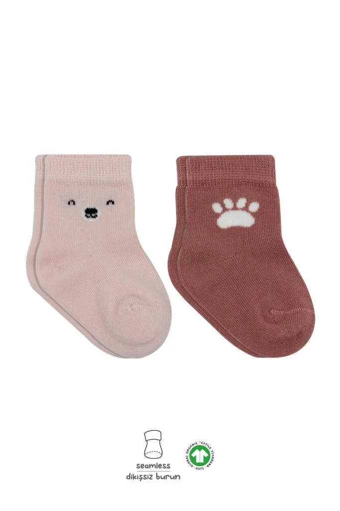İthalat®  Bear Penye Soket Çorap 2'Li BS10116 Pembe(ADET FİYATIDIR)