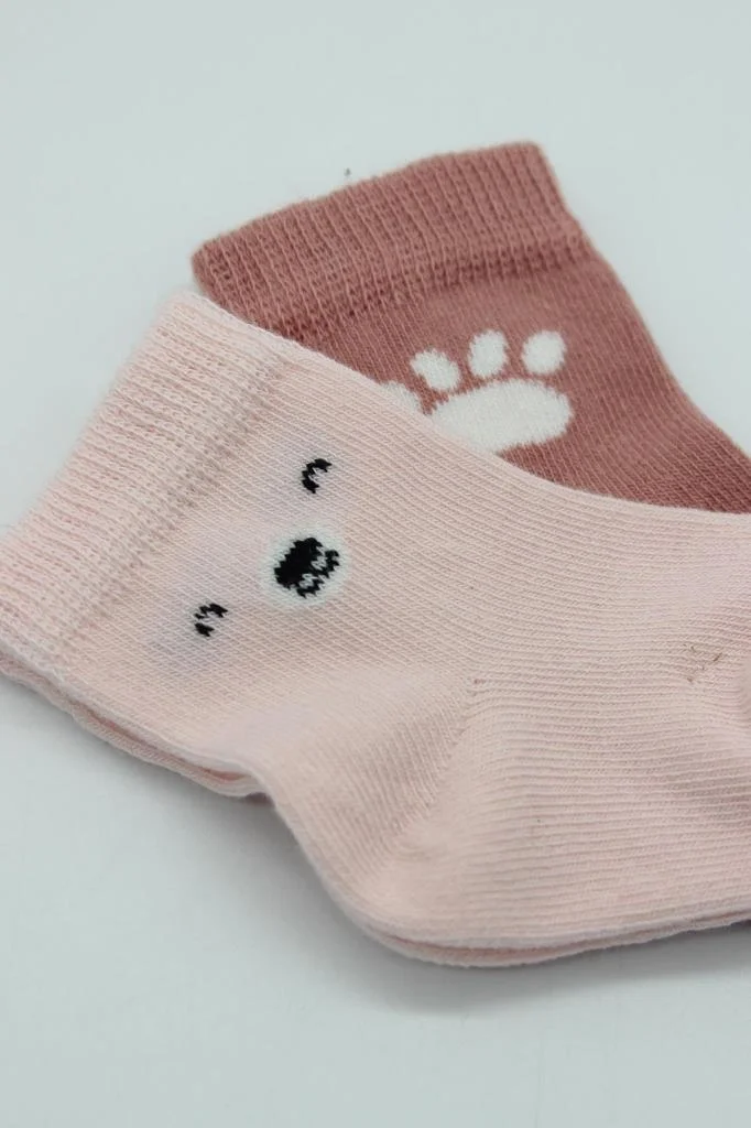 İthalat®  Bear Penye Soket Çorap 2'Li BS10116 Pembe(ADET FİYATIDIR)