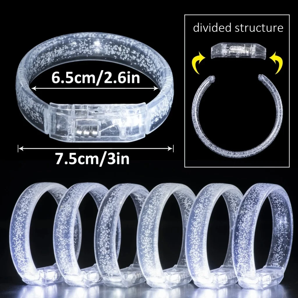 İthalat® Beyaz-Gümüş Led Işıklı Baskı Yapılabilen Pilli Bileklik Bilezik 1,5 cm Genişlik