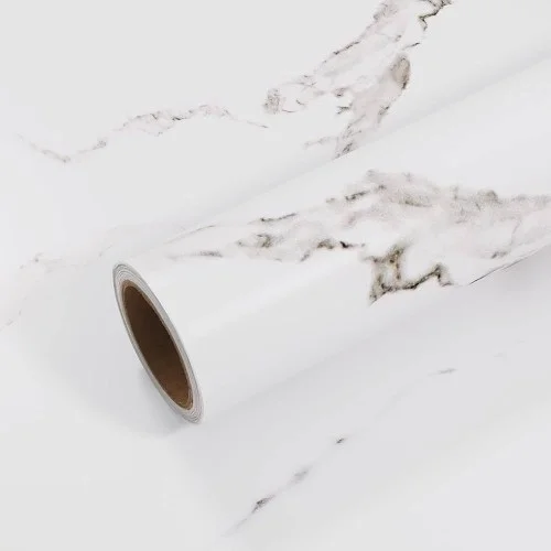İthalat® Beyaz Mermer Desenli Yapışkanlı Folyo Kaplama Kağıdı