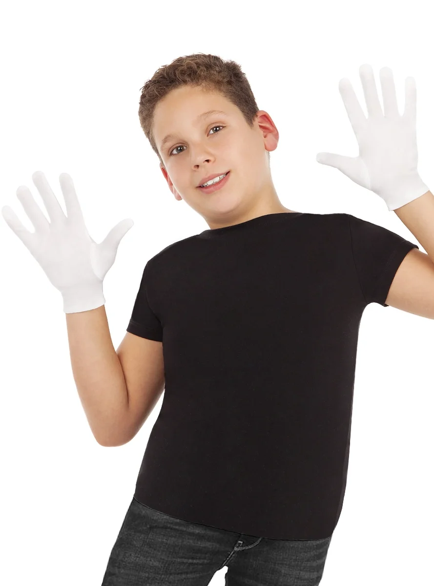 İthalat® Beyaz Renk Çocuk Boy Likralı Pandomim Eldiveni