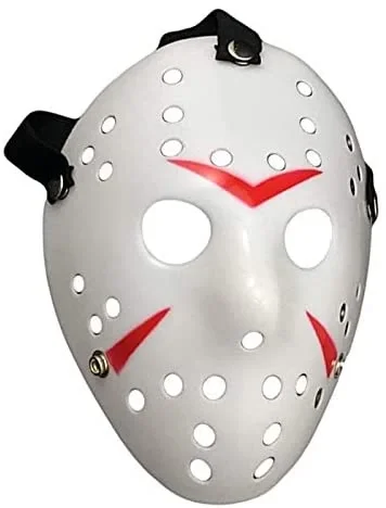 İthalat® Beyaz Renk Kırmızı Çizgili Tam Yüz Hokey Jason Maskesi Hannibal Maskesi