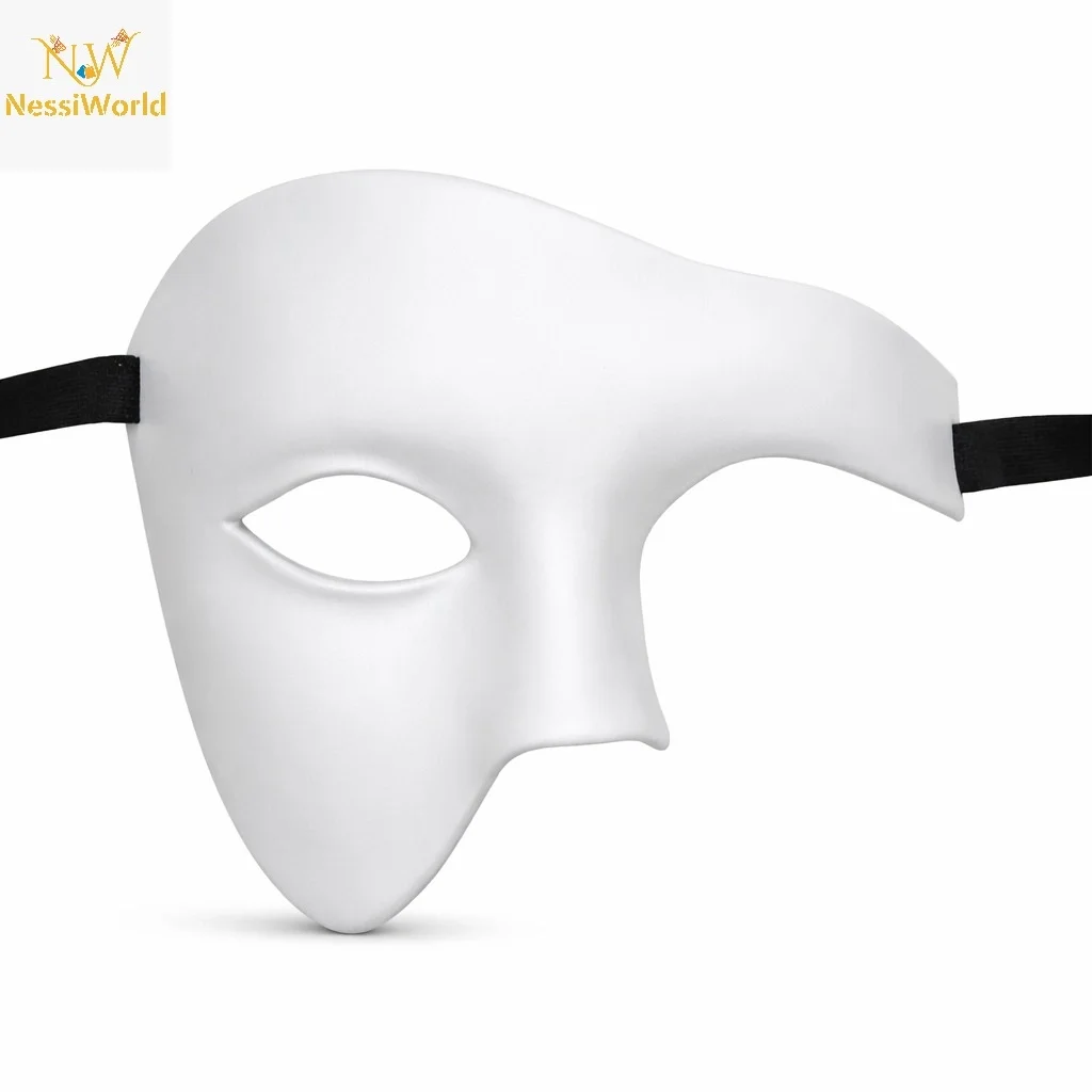İthalat® Beyaz Yarım Erkek Maske – Phantom Parti &amp; Balo Maskesi