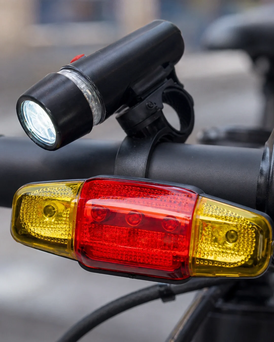 İthalat® Bisiklet Emniyet Işığı Seti Güçlü LED Ön Far Arka Stop Lambası