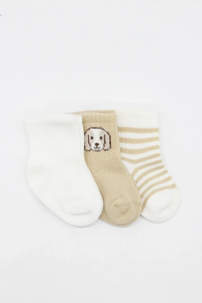 İthalat® Bistyle Dog Boy 3'lü Penye Soket Çorap 10134 Ekru