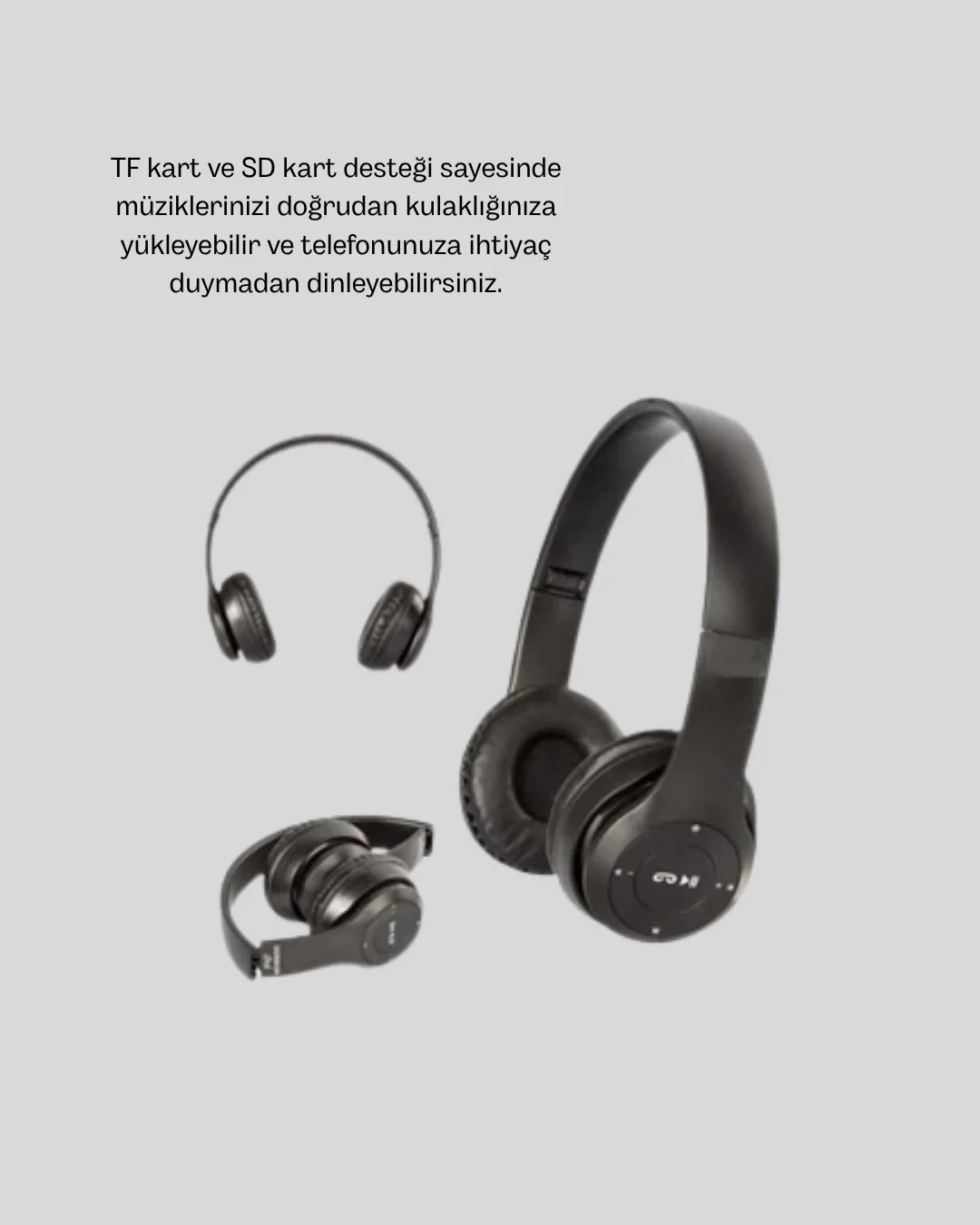 İthalat® Bluetooth Kablosuz Kulaklık – Extra Bass, TF Kart, Mikrofonlu, Ayarlanabilir Ergonomik Tasarım