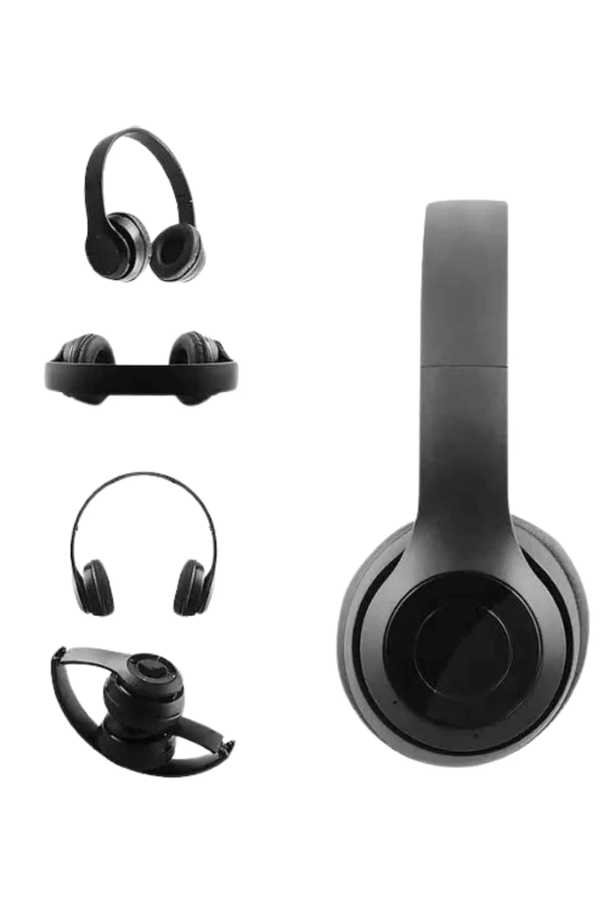 İthalat® Bluetooth Kablosuz Kulaklık Siyah Wireless 5.0 Kulak Üstü Uzun Pil Ömrü