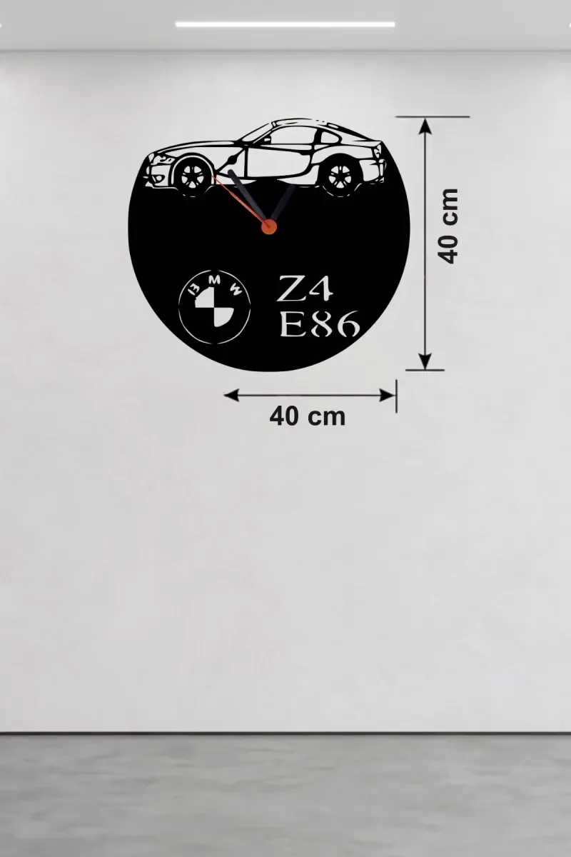 İthalat® BMW Z4 E86 Tasarım Ahşap Duvar Saati - 40x40 cm Lazer Kesim Dekoratif İthalat® BMW Z4 E86 Tasarım Ahşap Duvar Saati - 40x40 cm Lazer Kesim Dekoratif