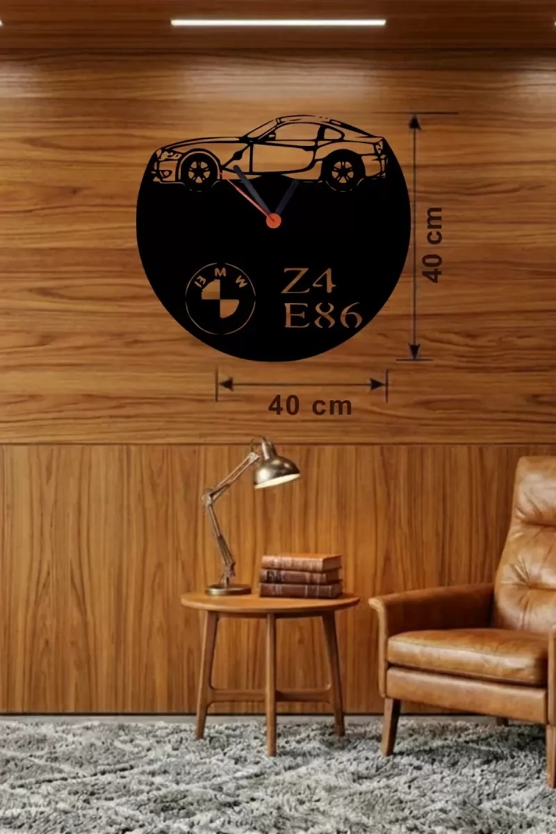 İthalat® BMW Z4 E86 Tasarım Ahşap Duvar Saati - 40x40 cm Lazer Kesim Dekoratif İthalat® BMW Z4 E86 Tasarım Ahşap Duvar Saati - 40x40 cm Lazer Kesim Dekoratif