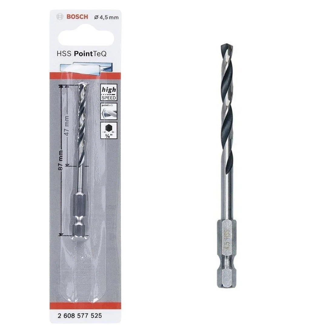 İthalat® Bosch Point TeQ Altıgen Şaftlı Hss Matkap Ucu 4,5 mm