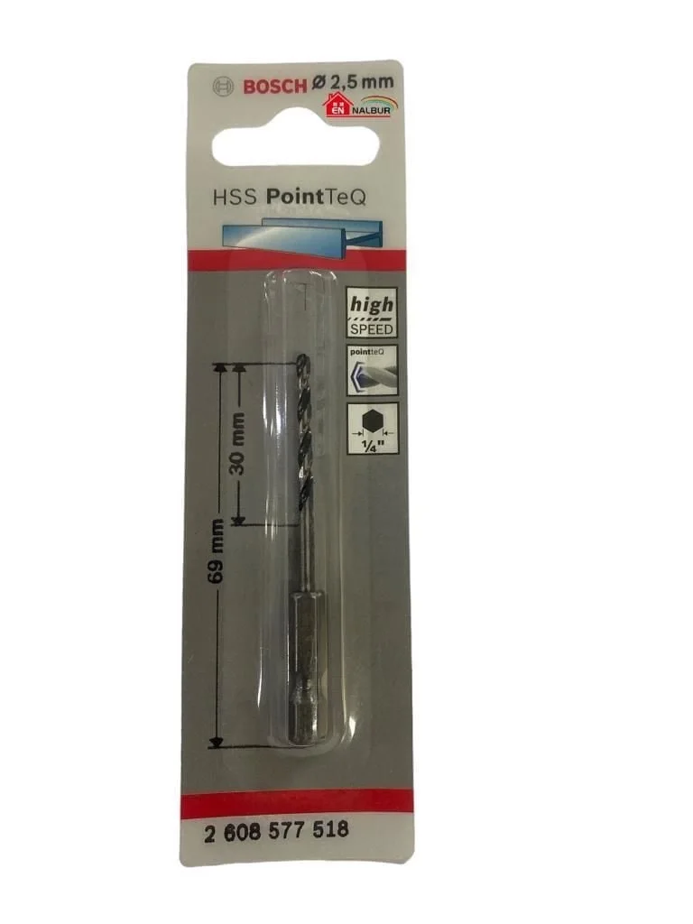 İthalat® Bosch Pointteq Altıgen Şaftlı Hss Matkap Ucu 2,5 mm