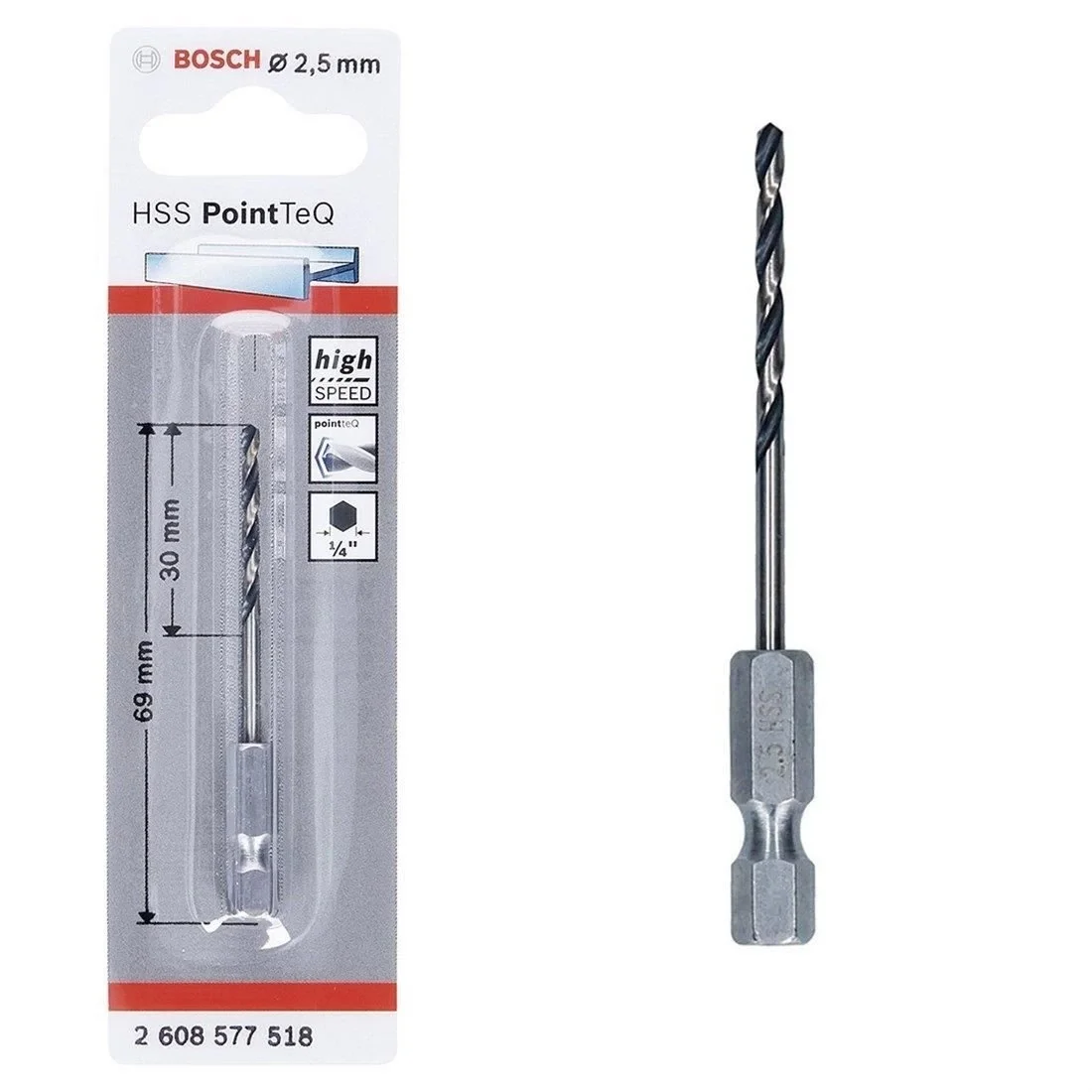 İthalat® Bosch Pointteq Altıgen Şaftlı Hss Matkap Ucu 2,5 mm
