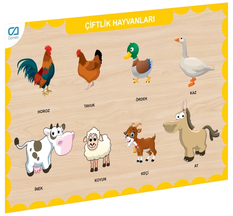 İthalat® CAAHS-3211 AHŞAP ÇİFTLİK HAYVANLARI BUL-TAK