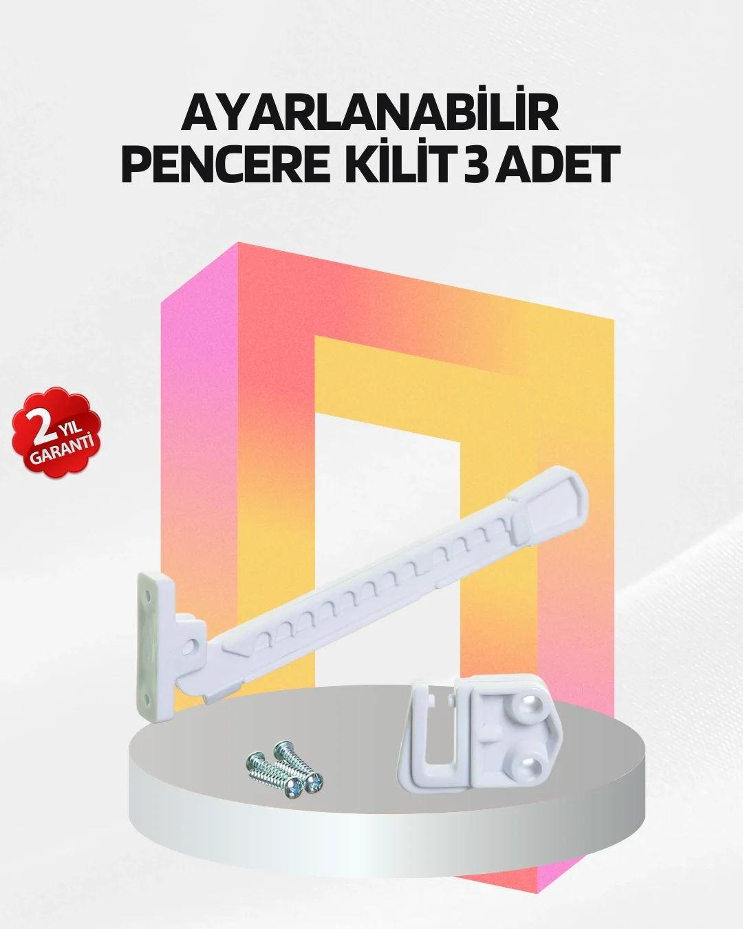 İthalat® Cam Pencere Güvenlik Kilidi Açılma Sınırlayıcı Aparat 3 Adet