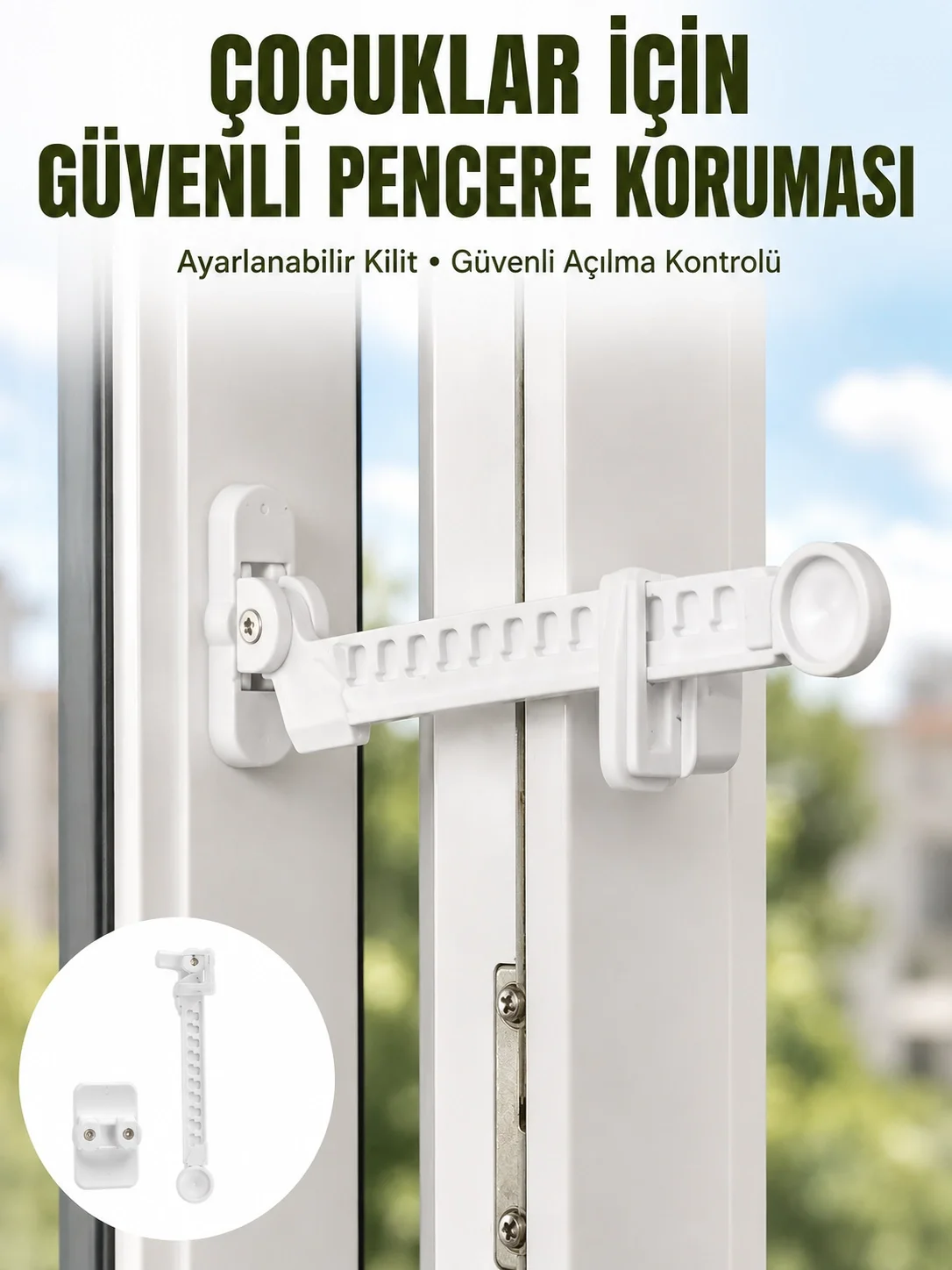 İthalat® Cam Pencere Açılma Kontrol Kilidi Kolay Montaj 3’lü Yeni Nesil