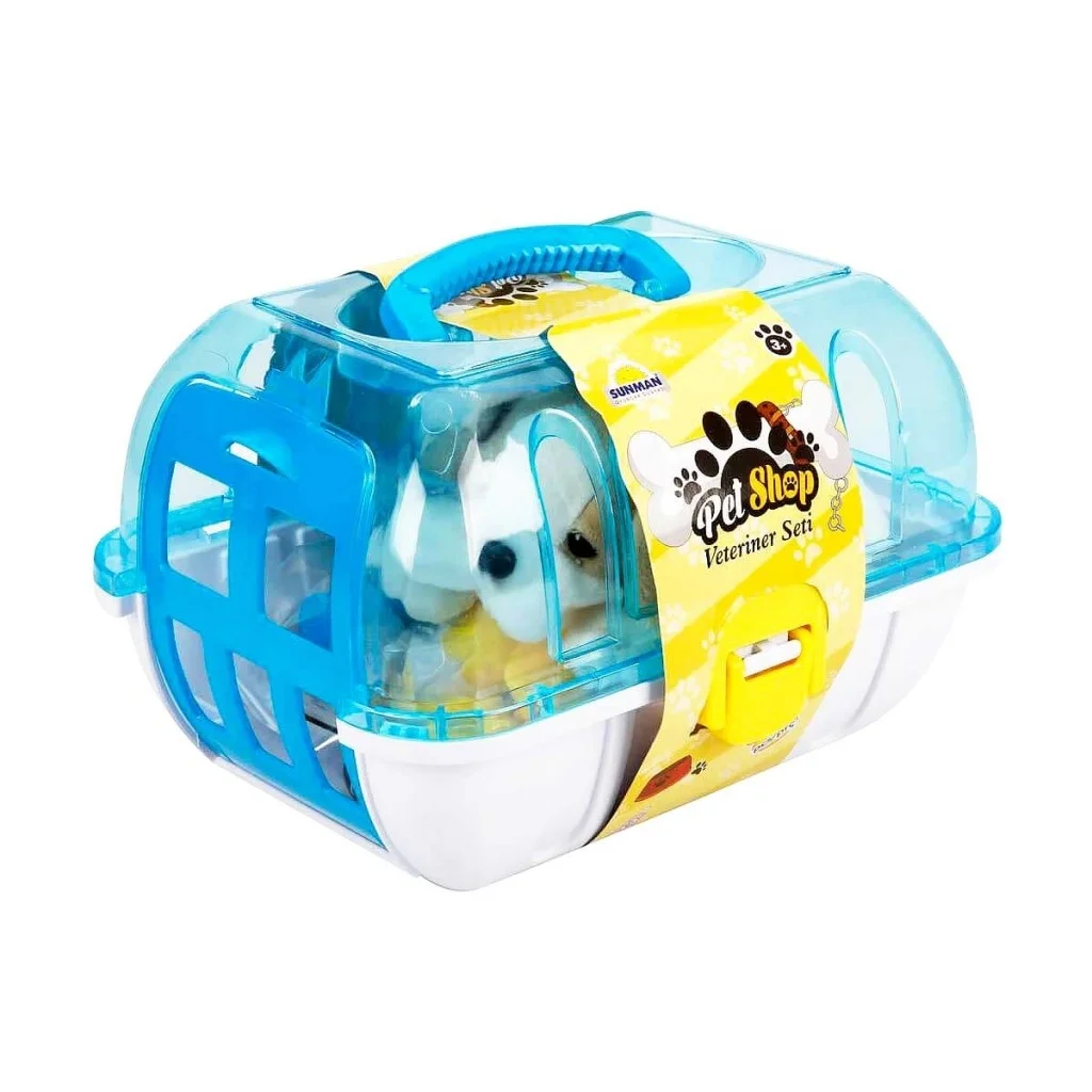 İthalat®  Çantalı Peluş Köpek Veteriner Seti
