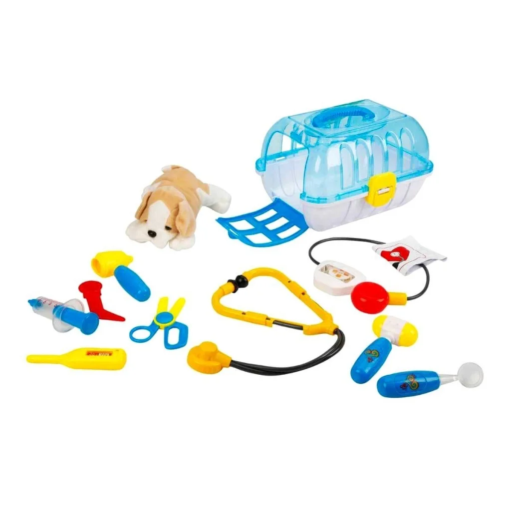 İthalat®  Çantalı Peluş Köpek Veteriner Seti