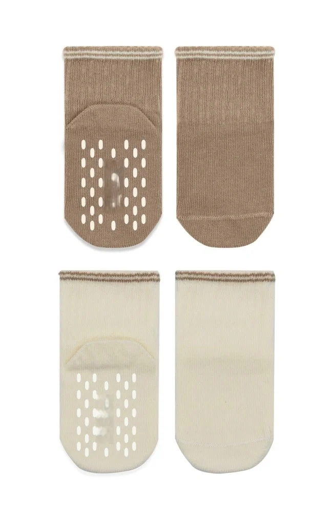 İthalat® Çemberli Basic Penye Kaymaz Soket Çorap 2li 10146 Kahve