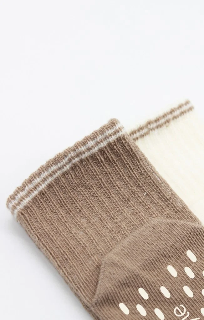 İthalat® Çemberli Basic Penye Kaymaz Soket Çorap 2li 10146 Kahve