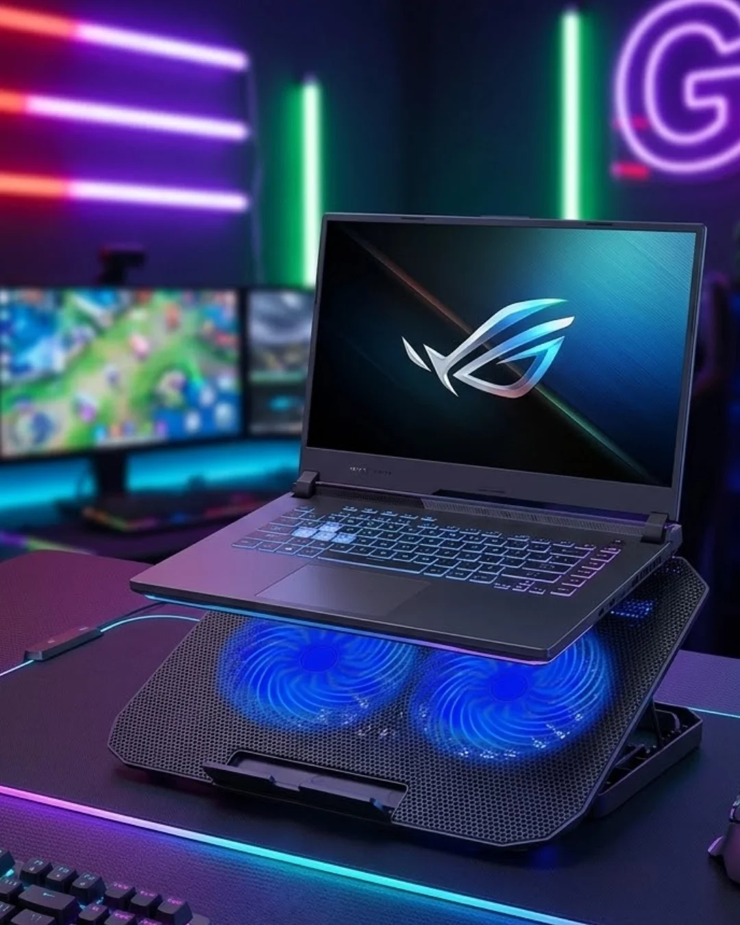 İthalat® Çift Fanlı Laptop Soğutucu Stand 17 İnç Uyumlu 8 Kademeli Ayarlı USB Girişli