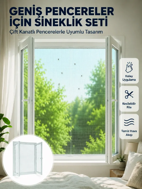 İthalat® Çift Kanatlı Pencere Sineklik Seti Kesilebilir Koruyucu File Fiyatı, Yorumları ve Özellikleri