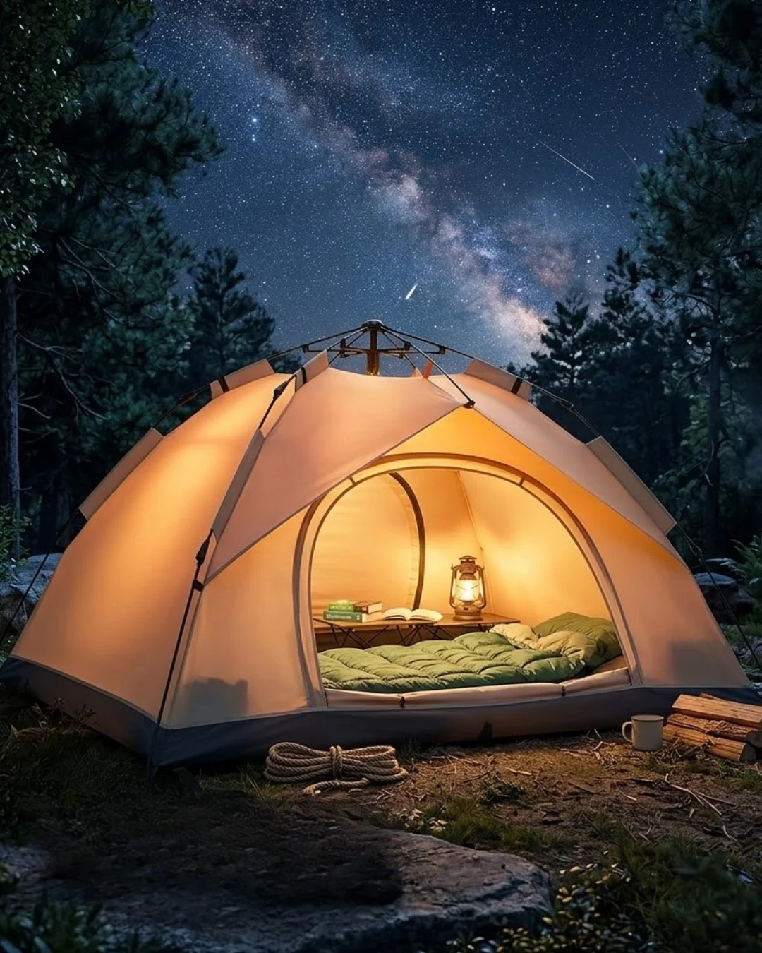İthalat® Çift Katmanlı Kamp Çadırı Otomatik Kurulum Suya Dayanıklı Outdoor Çadır