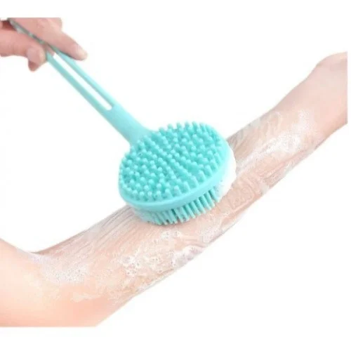 İthalat® Çift Taraflı Silikon Uzun Saplı Banyo Fırçası